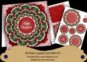 Red Holly Happy Christmas 3D Doily Card Mini Kit