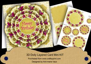 Lemon Daisy Happy Birthday 3D Doily Card Mini Kit