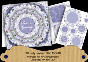 Blue Snowman Seasons Greetings 3D Doily Card Mini Kit