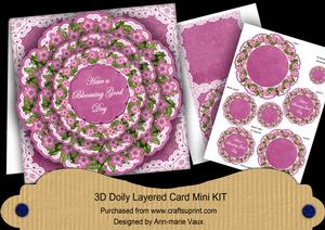 Cerise Forgetmeknot Blooming Good Day 3D Doily Card Mini Kit