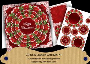 Red Poinsettia Happy Christmas 3D Doily Card Mini Kit