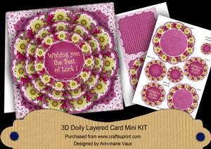 Cerise Daisy Good Luck 3D Doily Card Mini Kit