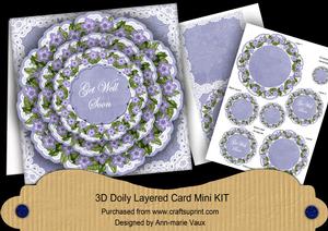 Blue Forgetmeknot Get Well Soon 3D Doily Card Mini Kit