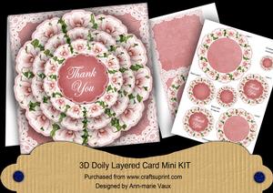Pink Magnolia Thank You 3D Doily Card Mini Kit
