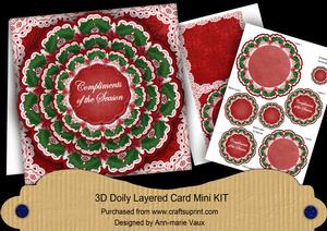 Red Holly Compliments of Season 3D Doily Card Mini Kit