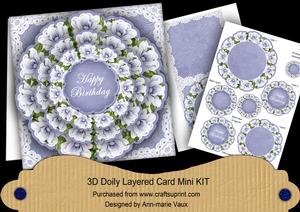 Blue Magnolia Happy Birthday 3D Doily Card Mini Kit
