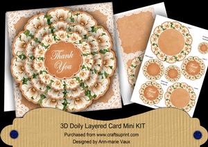 Peach Magnolia Thank You 3D Doily Card Mini Kit