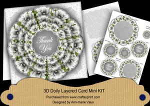 Silver Magnolia Thank You 3D Doily Card Mini Kit