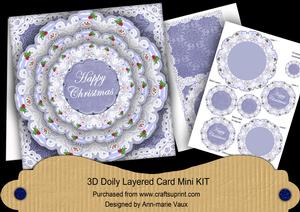 Snowman Blue Happy Christmas 3D Doily Card Mini Kit