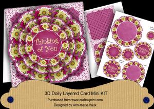 Cerise Daisy Thinking of You 3D Doily Card Mini Kit