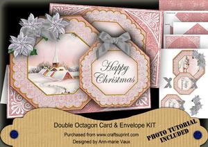 Snow Village Happy Christmas Double Octagon Card Kit