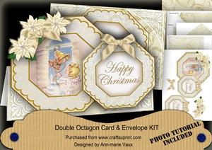 Angel Bell Happy Christmas Double Octagon Card Kit