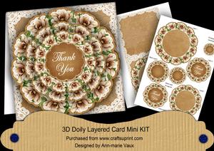 Vintage Tea Magnolia Thank You 3D Doily Card Mini Kit