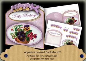 Pansy Basket Happy Birthday Aperture Decoupage Card Mini Kit
