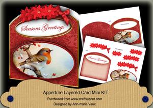 Red Robin Seasons Greetings Aperture Decoupage Card Mini Kit
