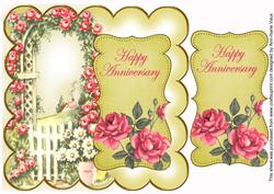 Lemon Rose Arch Happy Anniversary 8in Scallop Topper