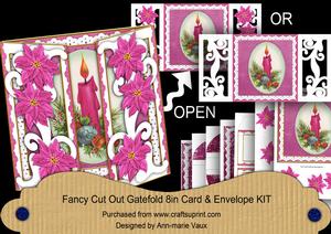 Cerise Candle Fancy Swirl Gatefold Card & Envelope Kit