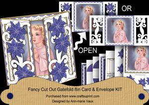 Praying Girl Fancy Swirl Gatefold Card & E Kit