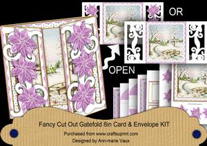 Lilac Snowscene Fancy Swirl Gatefold Card & E Kit