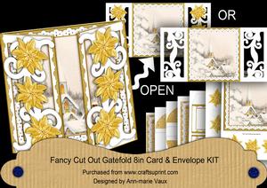 Ice Church Gold Fancy Swirl Gatefold Card & E Kit