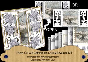 Snow Travel Silver Fancy Swirl Gatefold Card & E Kit