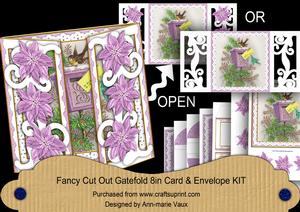 Lilac Christmas Postbox Fancy Swirl Gatefold Card & E Kit