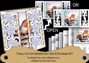 Blue Robin Fancy Swirl Gatefold Card & E Kit