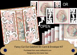Mother Mary Pink Fancy Swirl Gatefold Card & E Kit