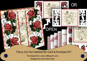 Dpink Love Bunnies Fancy Swirl Gatefold Card & E Kit