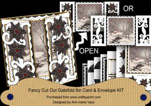 Winter Walk Black Fancy Swirl Gatefold Card & E Kit
