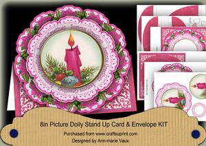 Cerise Candle Seasons Greetings Picture Doily C & E Kit