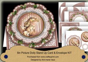 Plum Praying Girl Wu Happy Christmas Picture Doily C & E Kit