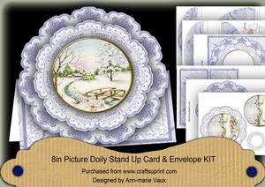 Blue Snowscene Happy Christmas Picture Doily C & E Kit