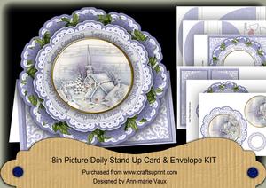 Blue Church Seasons Greetings Picture Doily C & E Kit