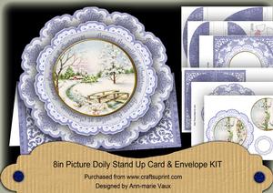 Blue Snowscene Across the Miles Picture Doily C & E Kit