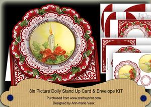 Candle Red Christmas Wishes Picture Doily C & E Kit