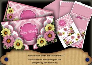 Pink Daisy Birthday Fancy Lattice 3D Card Kit