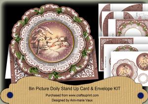 Snowy Village Wy Happy Christmas Picture Doily C & E Kit