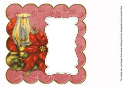 Dark Red Candle Lantern Picture 8in Scallop Insert Panel