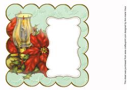 Mid Green Candle Lantern Picture 8in Scallop Insert Panel