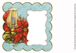 Teal Candle Lantern Picture 8in Scallop Insert Panel