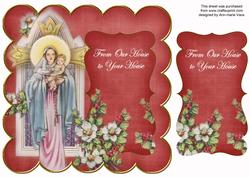 Red Mother Mary Our House to Your House 8in Scallop Topper