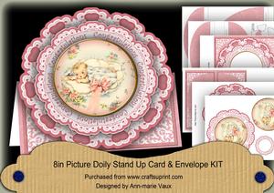 Pink Newbaby Girl Congratulations 3D Picture Doily C & E Kit