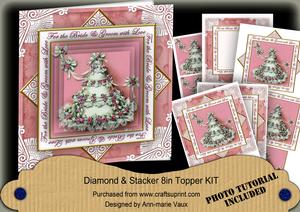 Pink Wedding Cake Bride & Groom Diamond Megacoupage Cf Kit