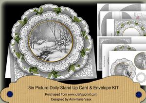 Winter Walk Family at Christmas 3D Picture Doily C & E Kit