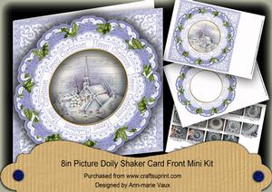 Blue Church Happy Christmas 8in Doily Shaker Cf Mini Kit