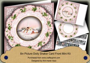 Pink Village Happy Christmas 8in Doily Shaker Cf Mini Kit