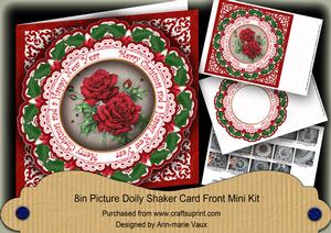 Red Roses Merry Christmas 8in Doily Shaker Cf Mini Kit