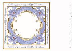 Blue Poinsettia Happy Christmas Lattice 8in Insert Panel
