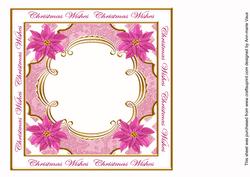 Cerise Poinsettia Christmas Wishes Lattice 8in Insert Panel